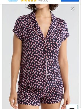 Nordstrom Navy and Pink Heart-Print Short Pajama Set